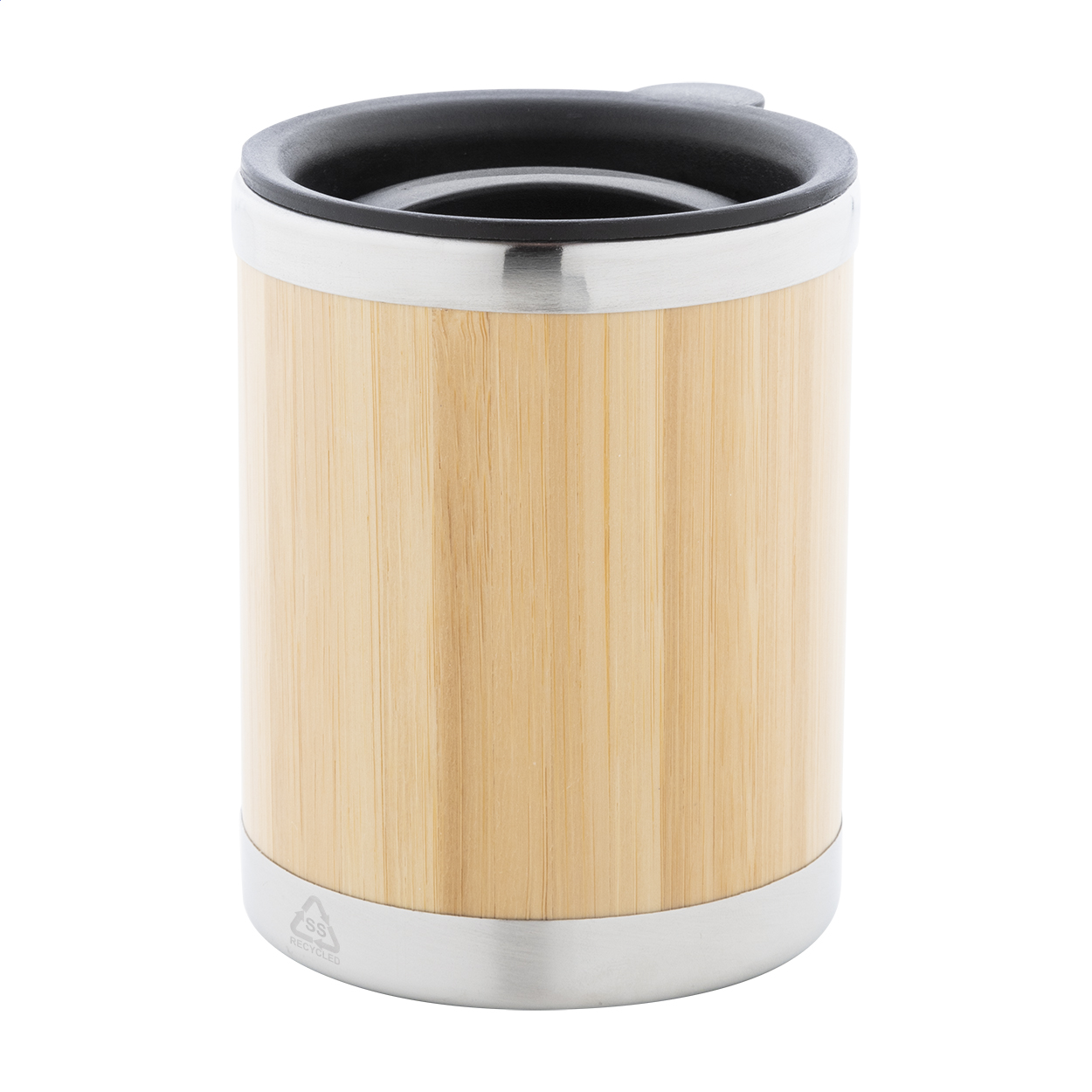 Booka Thermobecher aus Recycling-Edelstahl und Bambus, 300 ml, mit Ihrem Logo bedrucken mit Logo