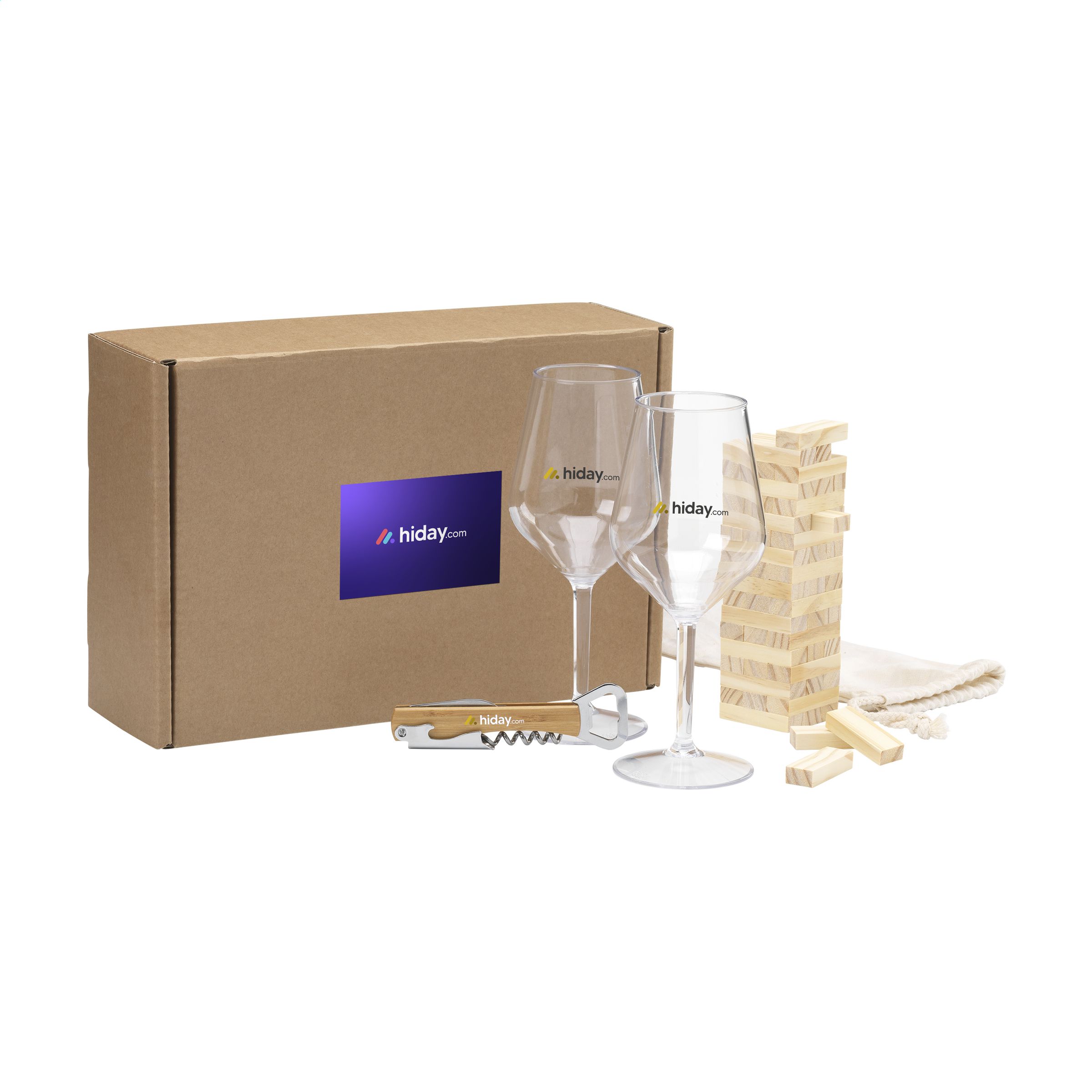 Geschenkset aus Bambus und Weinglas zum Feiern - Osterburken