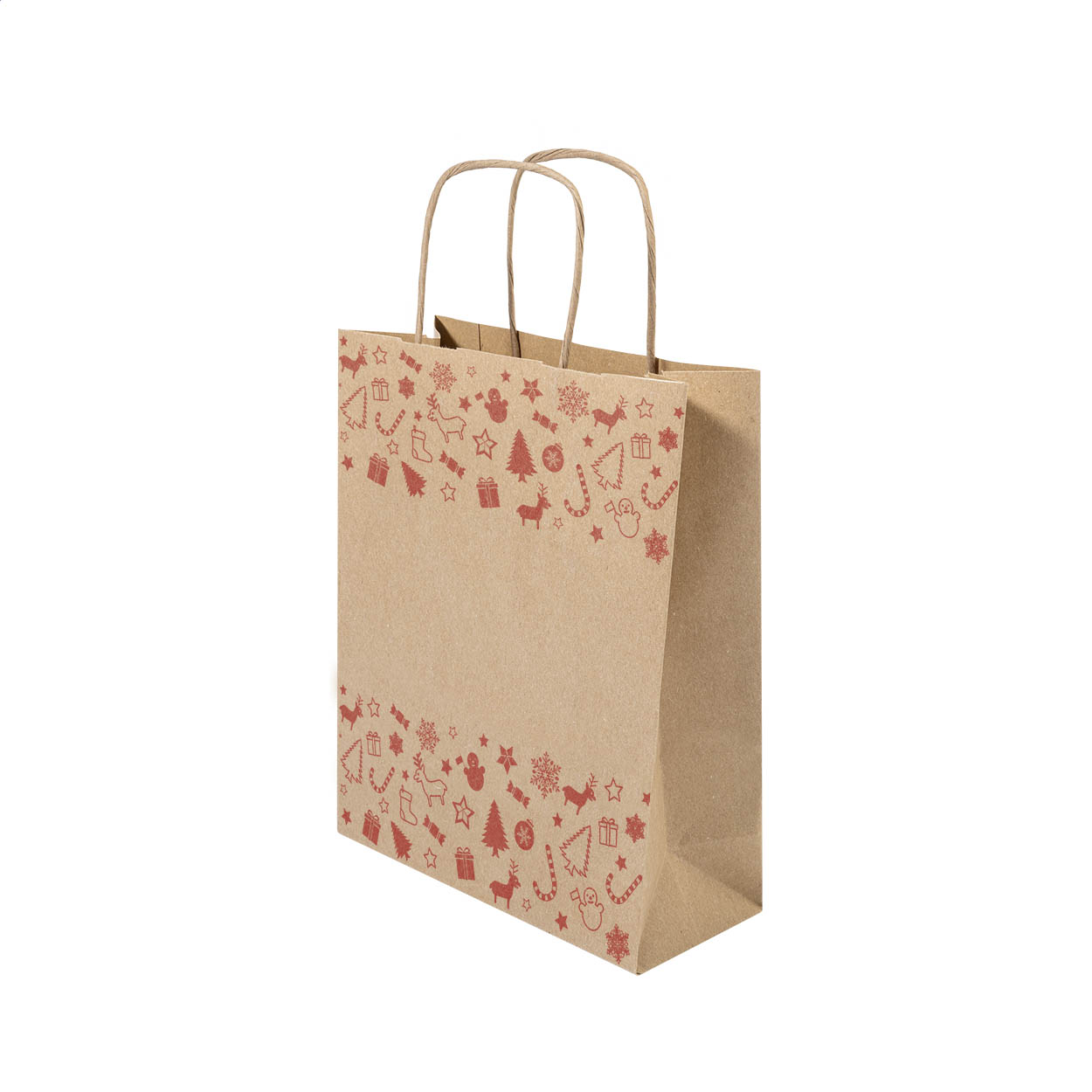 Julegave S kleine Weihnachtsgeschenktasche aus Kraftpapier mit Logo