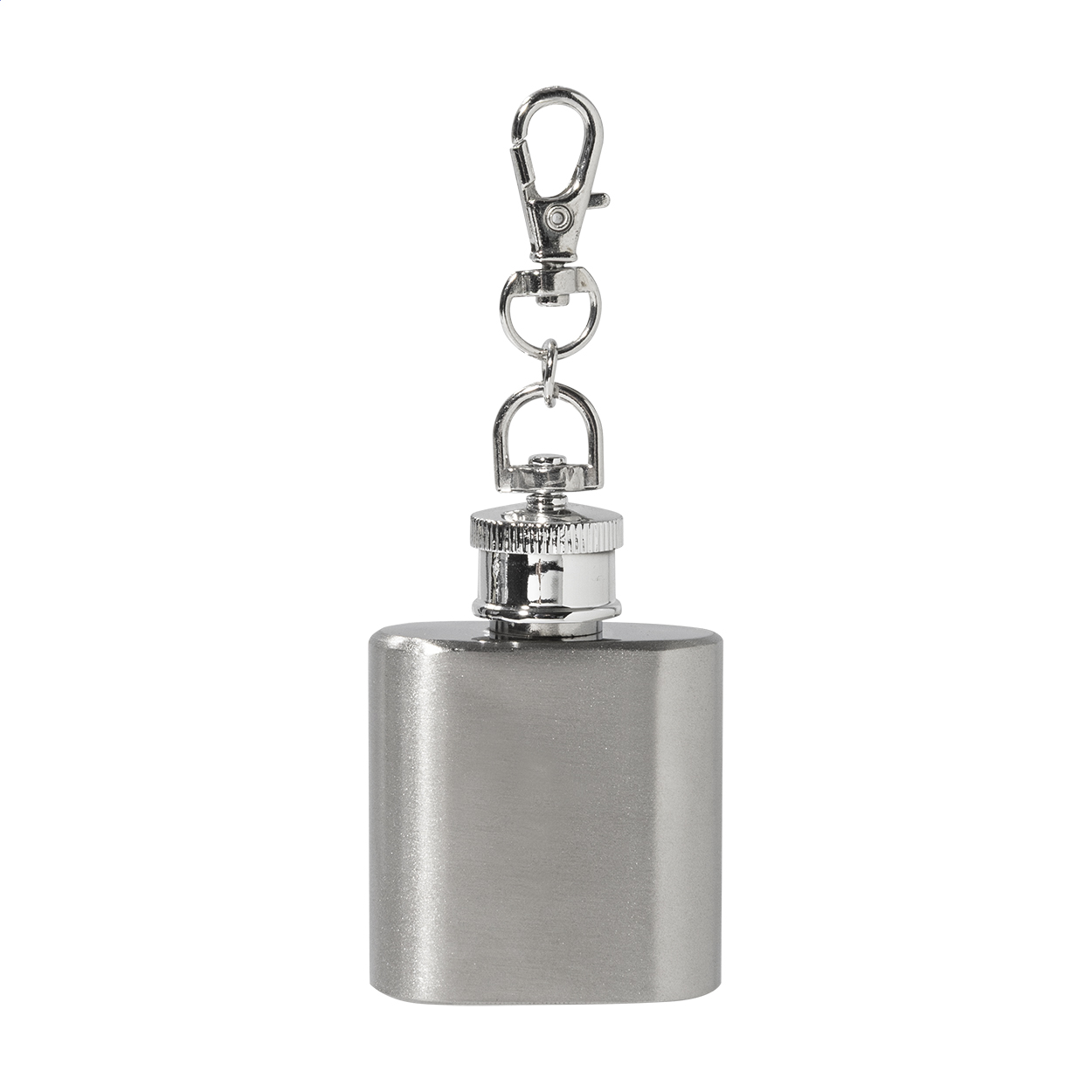 Bering Flachmann-Schlüsselanhänger aus Recycling-Edelstahl mit Logo, 30 ml