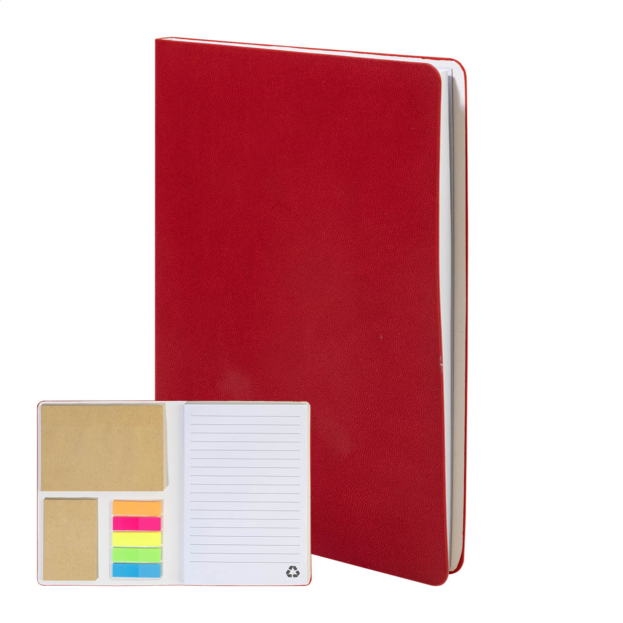 Krappuk B6 Notizbuch aus Recycling-PU mit Haftnotizen und Ihrem Logo bedrucken mit Logo