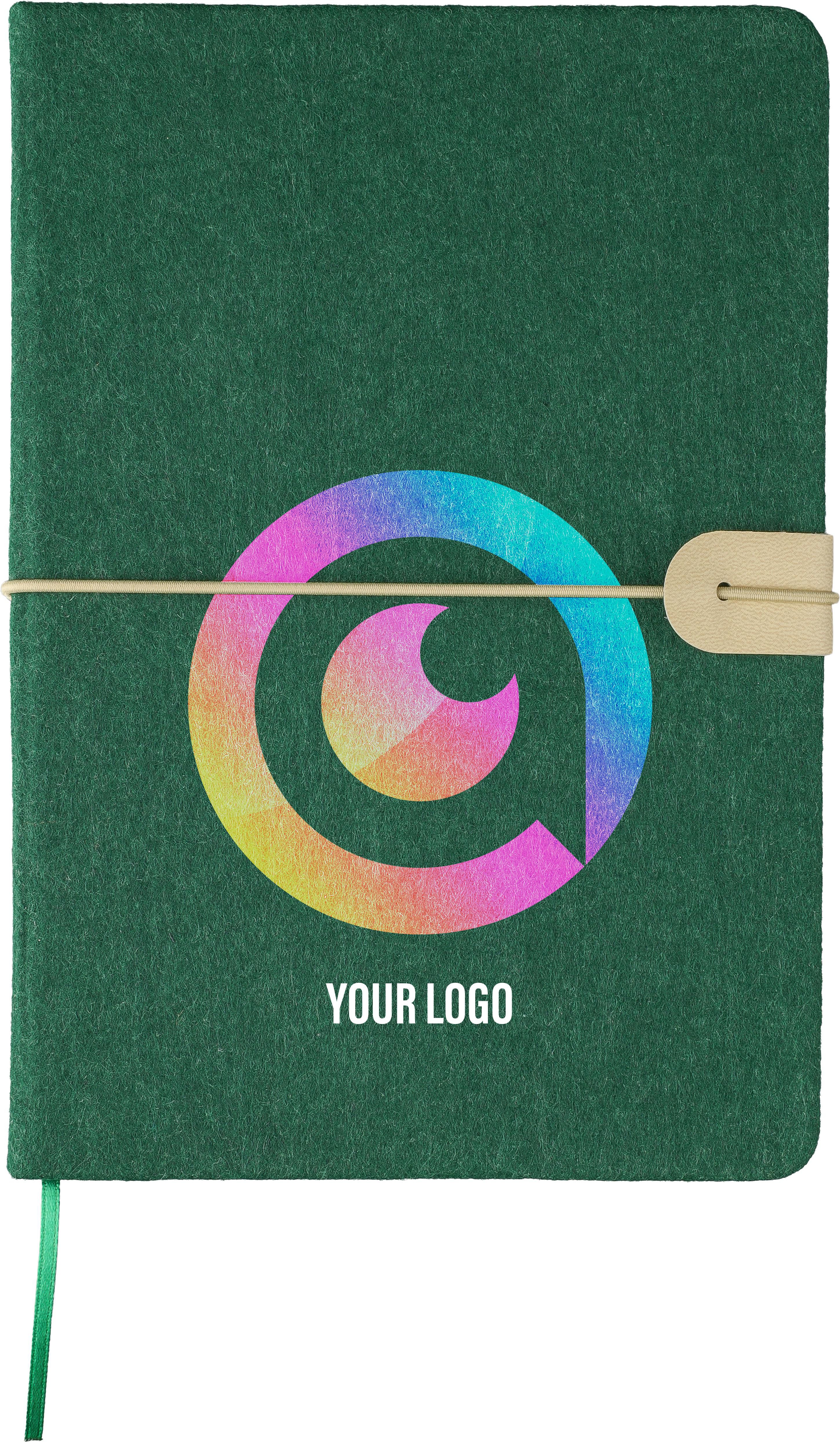 Recyceltes Filznotizbuch A5 Eleganz - Querfurt bedrucken mit Logo