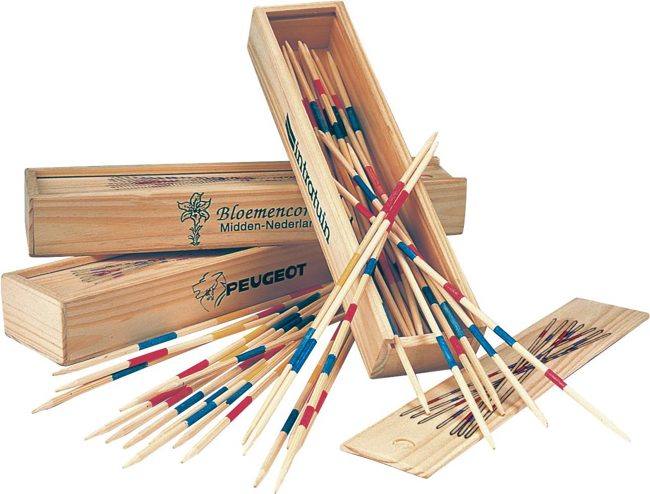 Holz-Mikadospielbox - Viersen bedrucken mit Logo