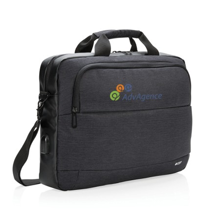 Zweifarbige Polyester Laptoptasche mit USB-Ladeanschluss - Halle 