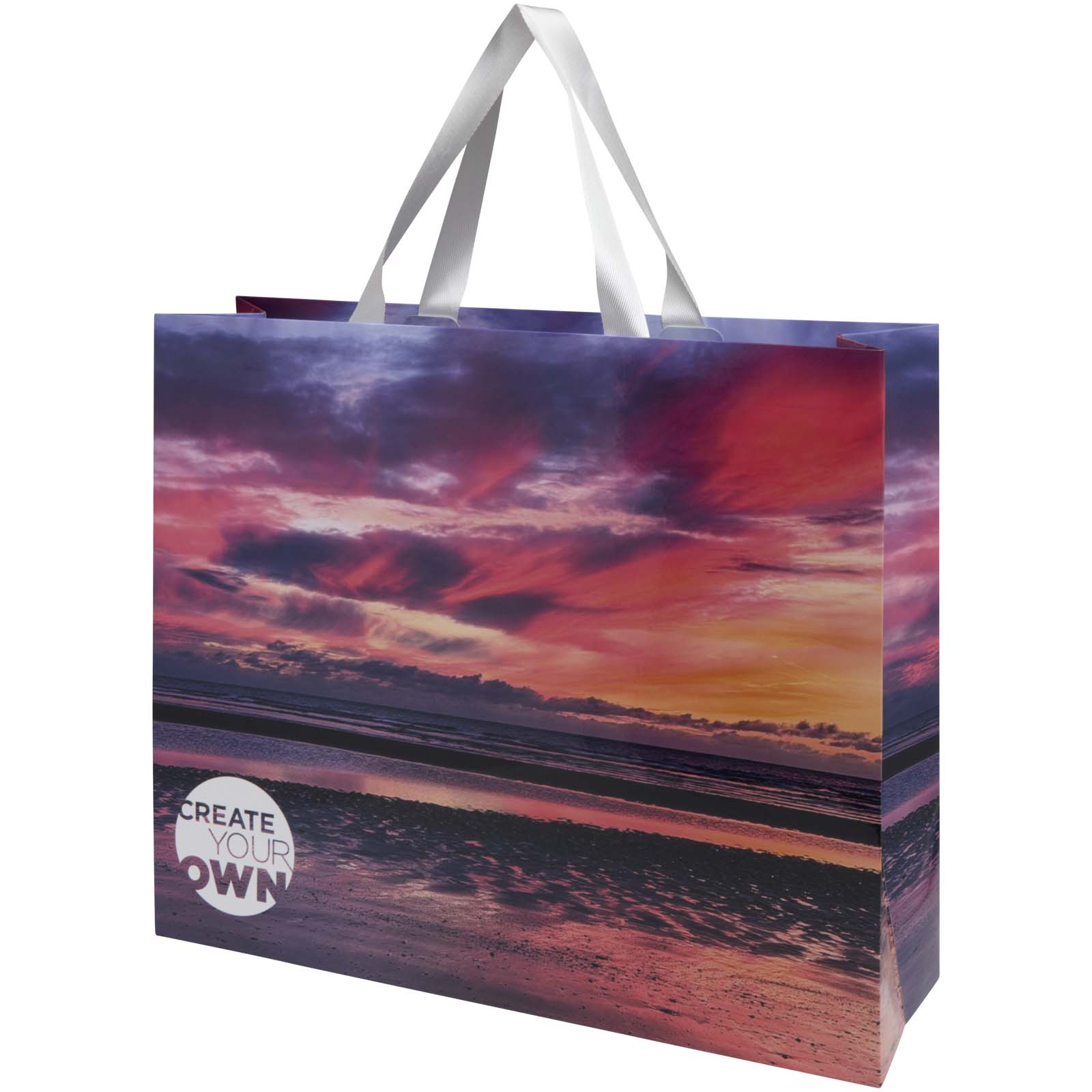 Smartfold Papiertasche 210 g/m² mit Bandgriffen und Logo, 42 x 12 x 35 cm bedrucken mit Logo