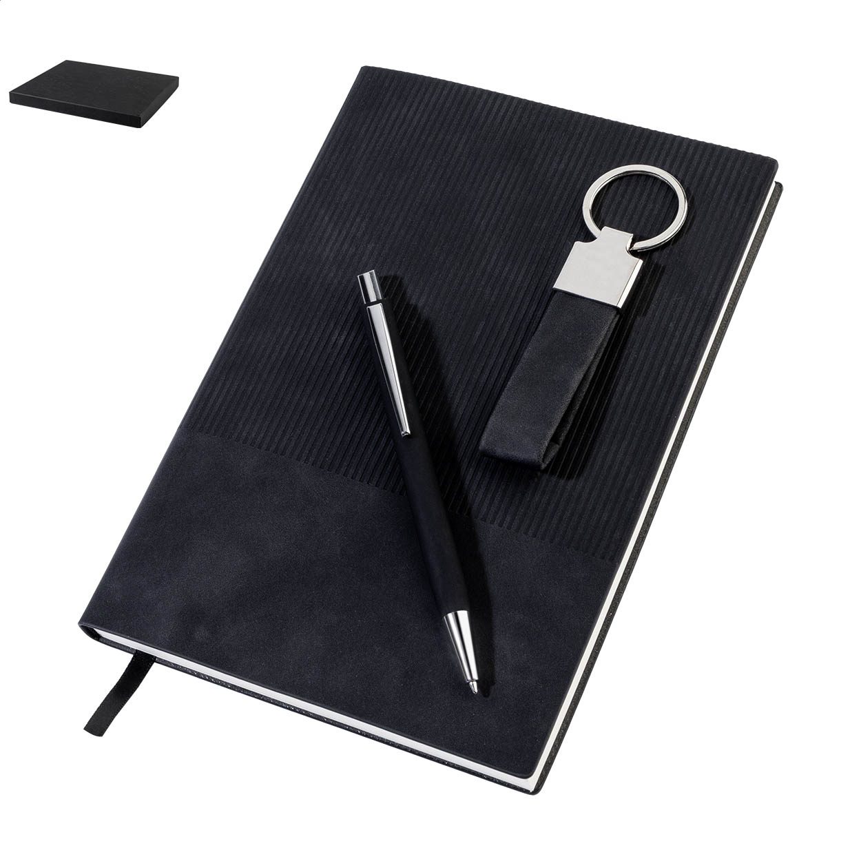 Dono Trio Geschenkset mit A5-Notizbuch, Stift und Schlüsselanhänger