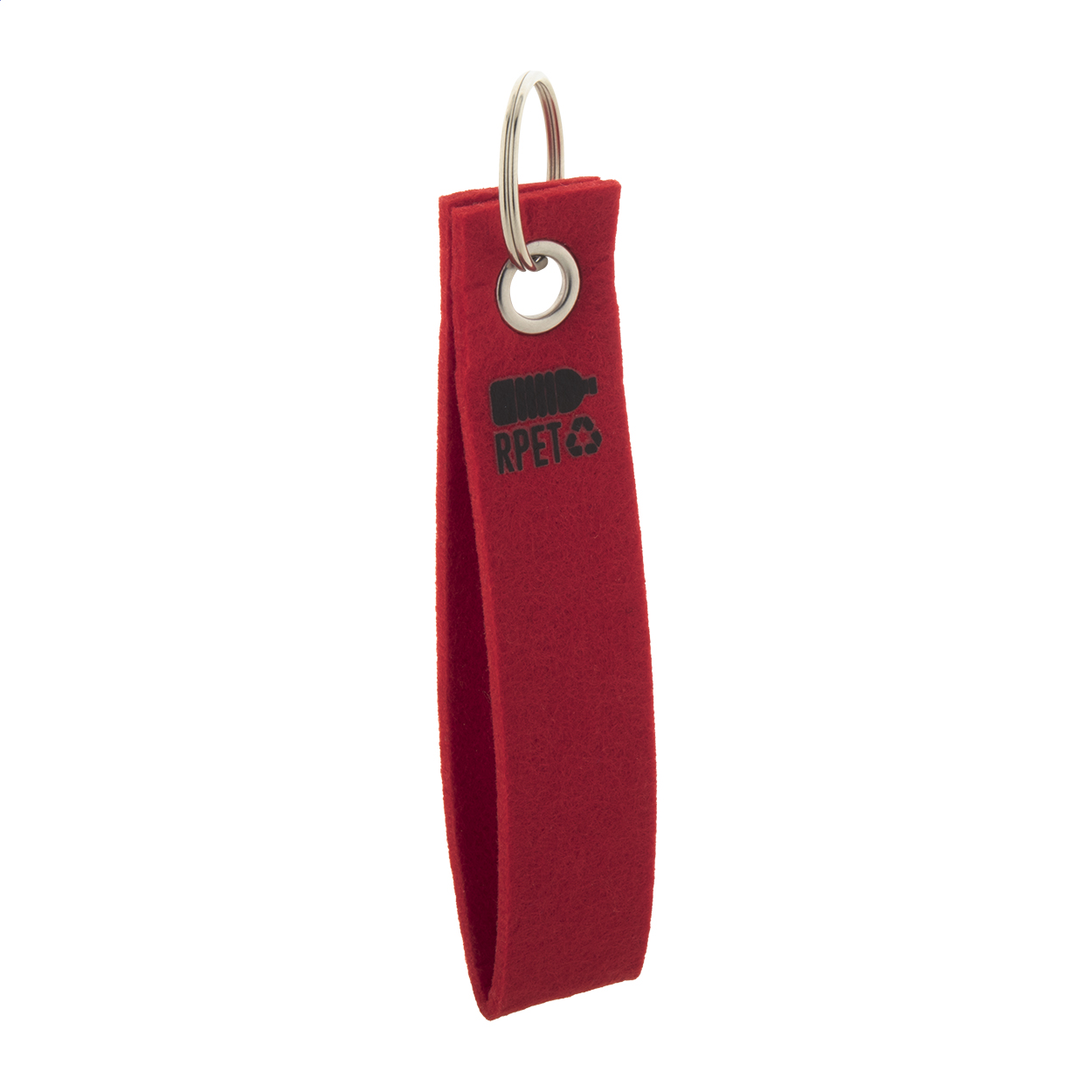 Refek Schlüsselanhänger aus RPET-Filz mit Metallring und Logo