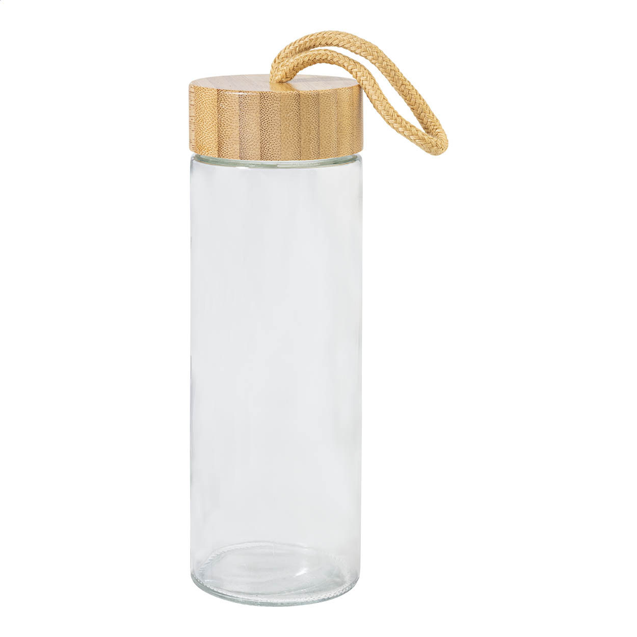 Lobamba Trinkflasche aus Glas mit Bambusdeckel, 430 ml, mit Ihrem Logo