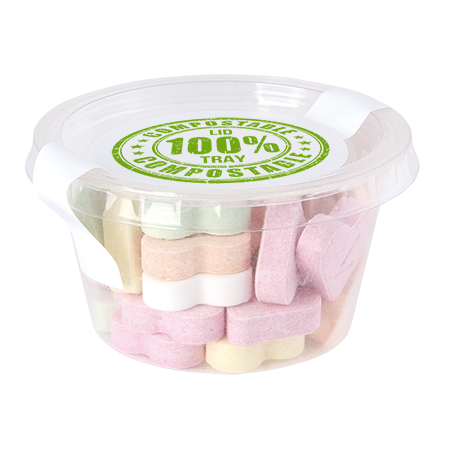 Transparenter, biologisch abbaubarer Topf mit separatem Deckel und Füllung - Gladenbach