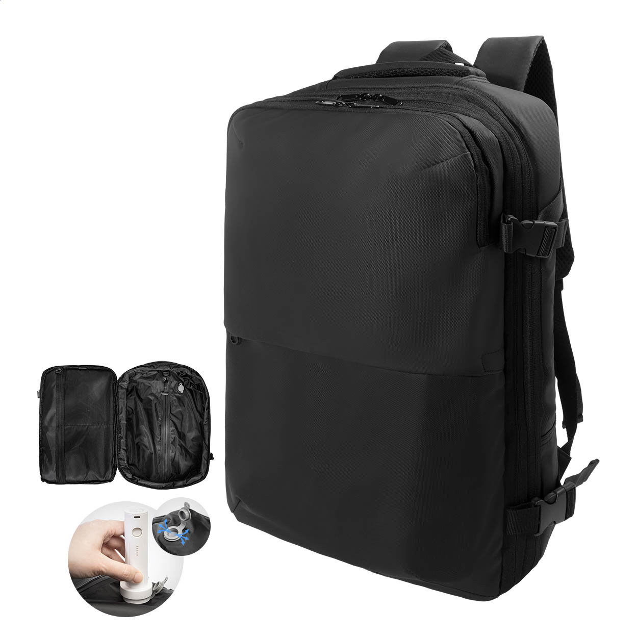 AeroBack wasserdichter Vakuum-Kompressionsrucksack mit Laptopfach bedrucken mit Logo