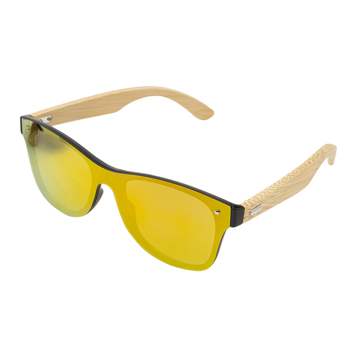Bingin Sonnenbrille mit verspiegeltem Glas und Bambusbügeln, mit Logo