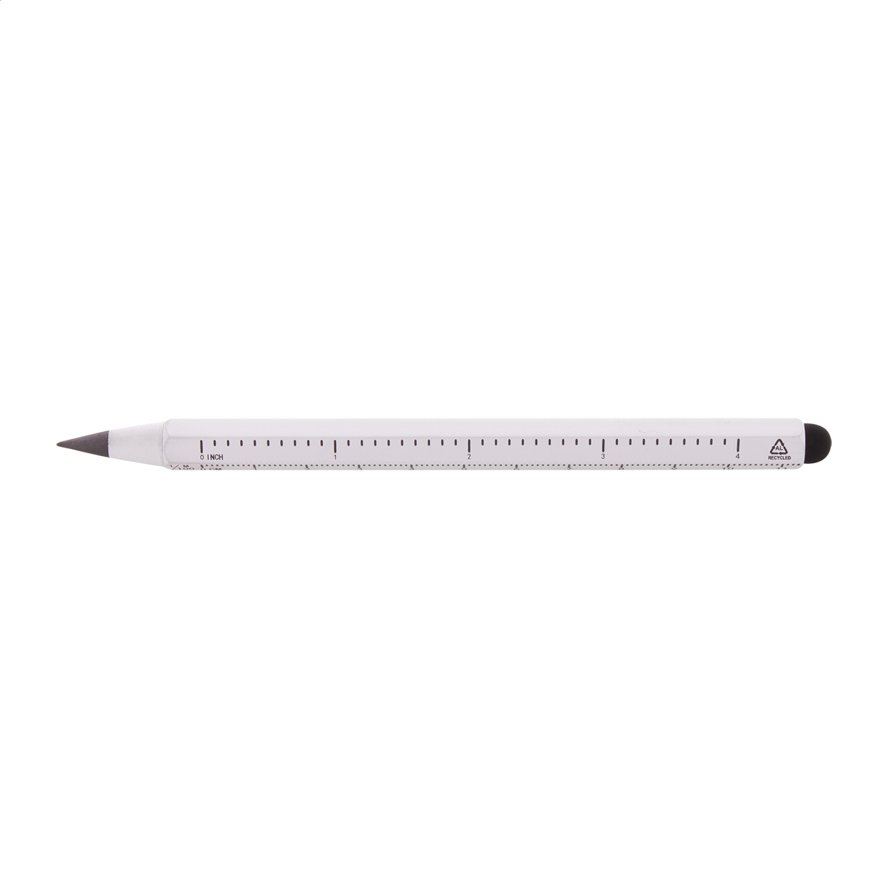 Ruloid tintenloser Stift aus Recycling-Aluminium mit Lineal und Logo