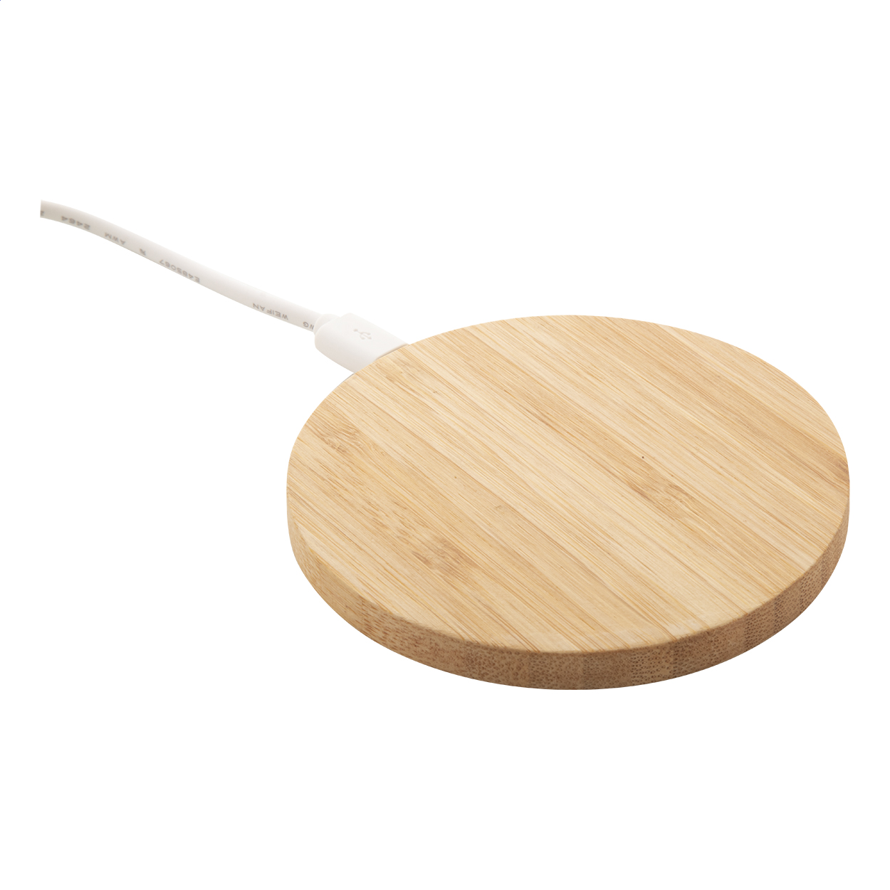 Wirbo kabelloses Ladegerät 5 W im Bambusgehäuse mit Logo bedrucken mit Logo