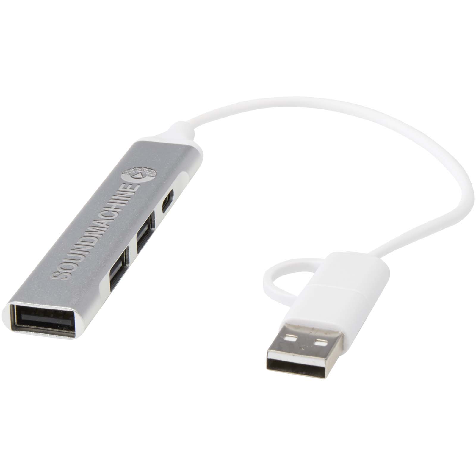 RecycHub USB-C und USB-A Hub mit 4 Anschlüssen - Friedland bedrucken mit Logo