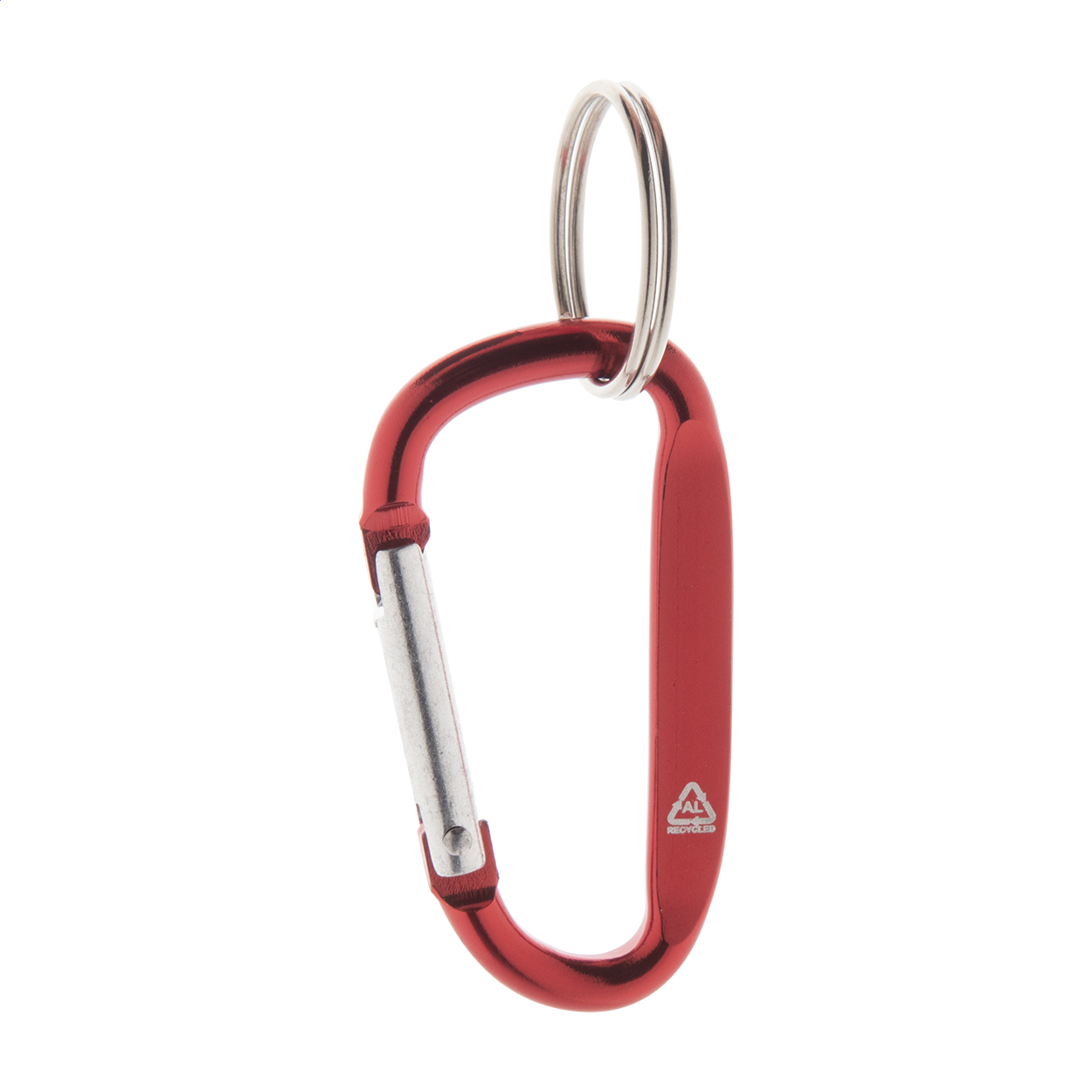 Recycelter Aluminiumkarabiner mit Schlüsselring - Kirchberg bedrucken mit Logo
