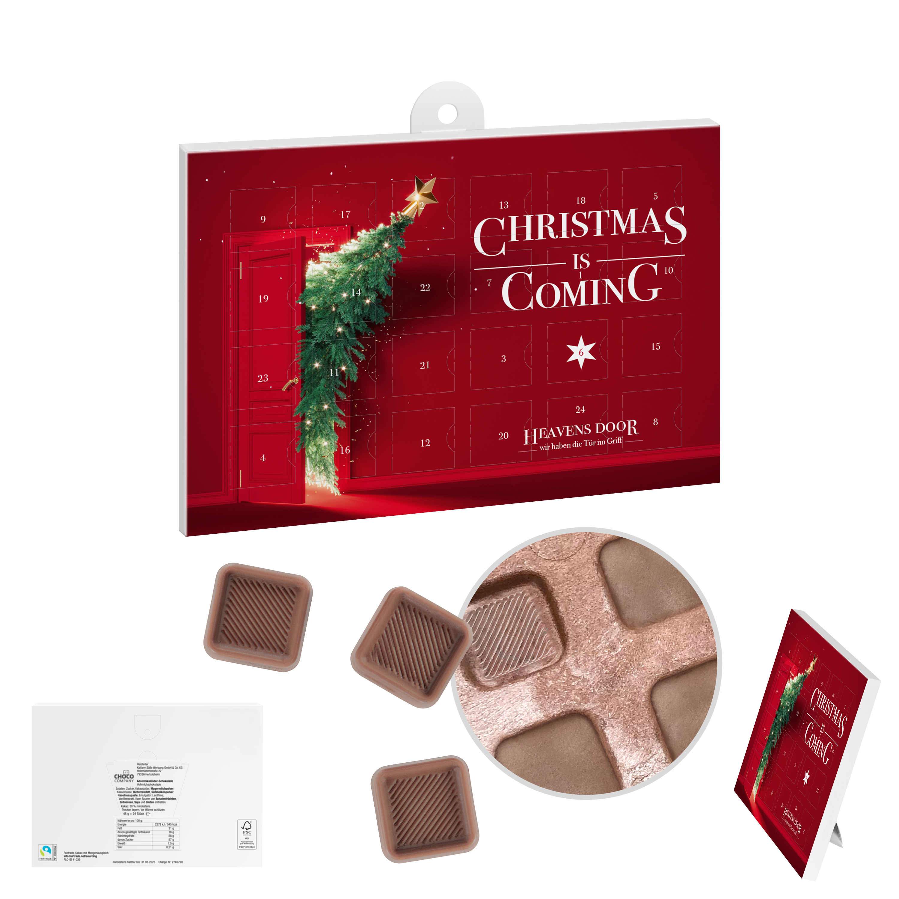 Schokoladen-Adventskalender A5 Papier - Bernstadt a. d. Eigen bedrucken mit Logo