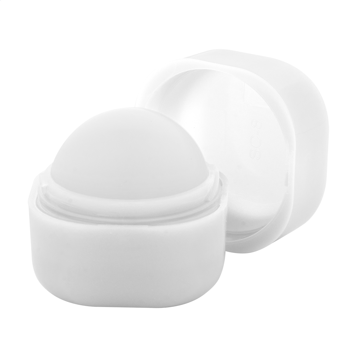 Cuboris Lippenbalsam Vanille SPF15 im Würfel aus Recycling-ABS, Logo bedrucken mit Logo