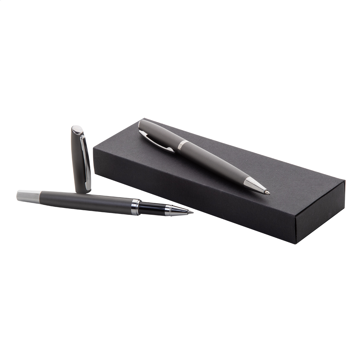 Redivi Schreibset aus recyceltem Aluminium, Rollerball und Kuli, mit Logo