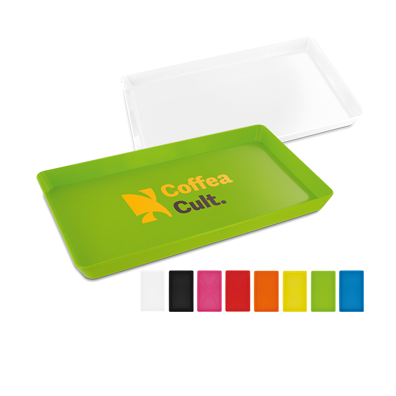 Mini-Tablett aus stabilem Kunststoff 25 x 15 x 2 cm mit Logo bedrucken mit Logo