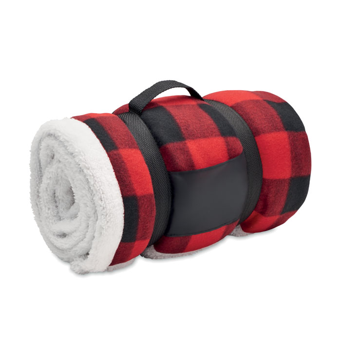 Sherpa-Fleece-Decke aus recyceltem PET - Ichenhausen bedrucken mit Logo