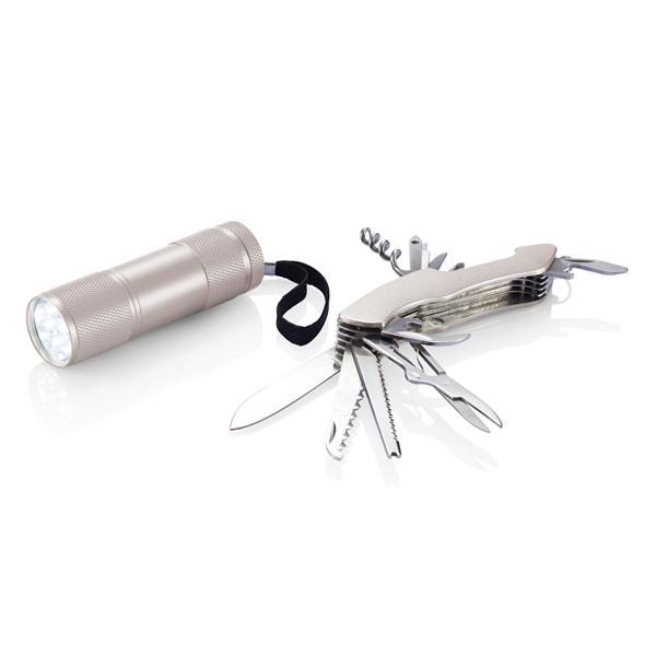 Aluminium Matt Eloxiertes Taschenmesser und Quattro Taschenlampen Set - Trochtelfingen