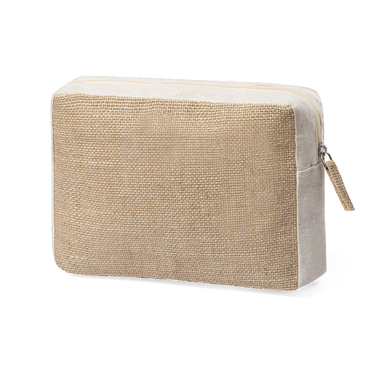 Jurbax Kosmetiktasche aus Baumwolle und laminierter Jute mit Logo bedrucken mit Logo