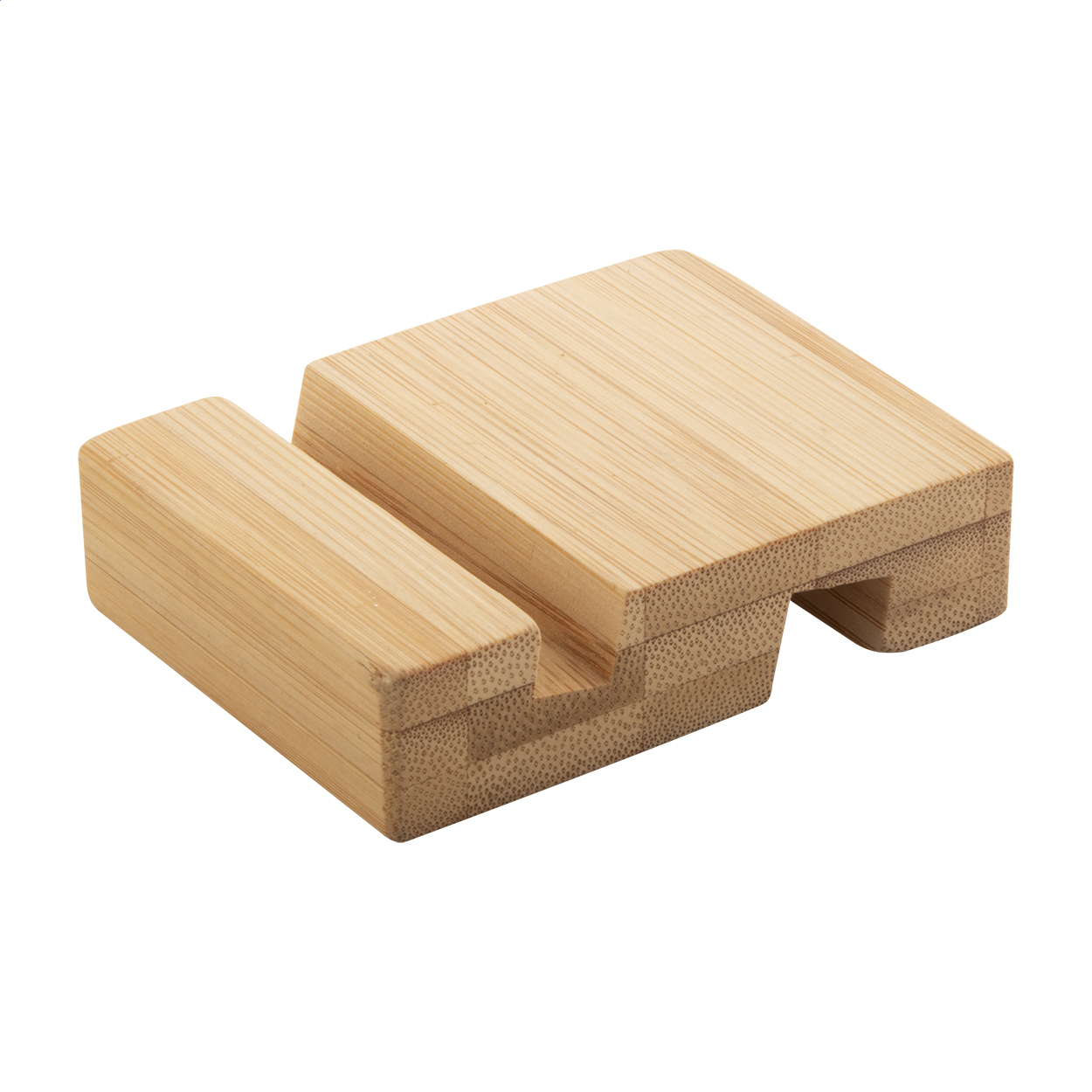 Dubbo Handy- und Tablethalter aus Bambus für den Schreibtisch, Logo