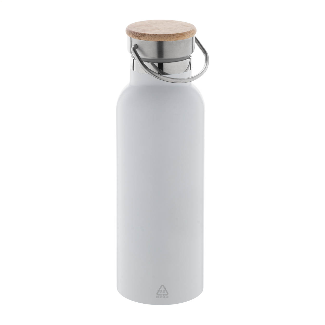 Renaslu Isolierflasche aus recyceltem Edelstahl mit Bambusdeckel, 500 ml