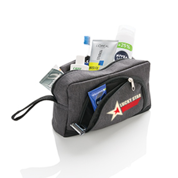 Eleganter Zweiton-Kulturbeutel - Überlingen bedrucken mit Logo