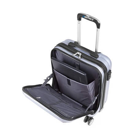 Silberner Business-Trolley mit TSA-Schloss und gepolsterter Notebooktasche - Isny im Allgäu