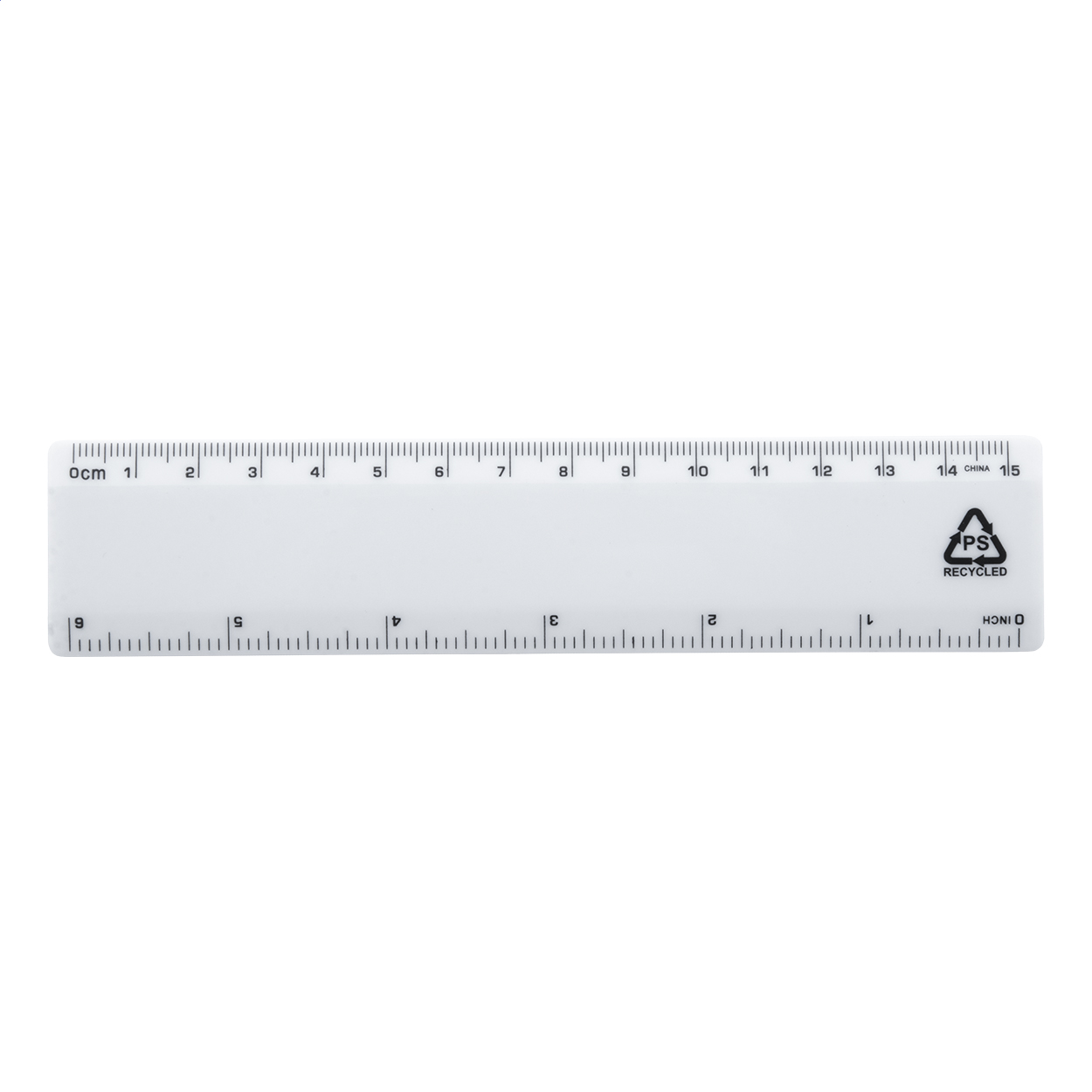 Relin 15 cm Lineal mit Logo aus recyceltem PS-Kunststoff bedrucken mit Logo