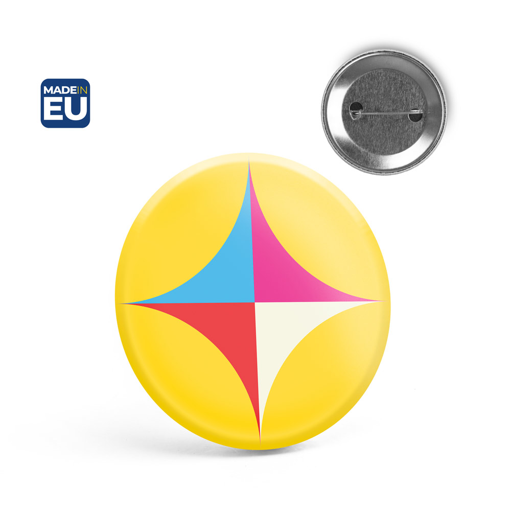 Button P'IN 9 mit Anstecknadel, mit Ihrem Logo, ø59 mm