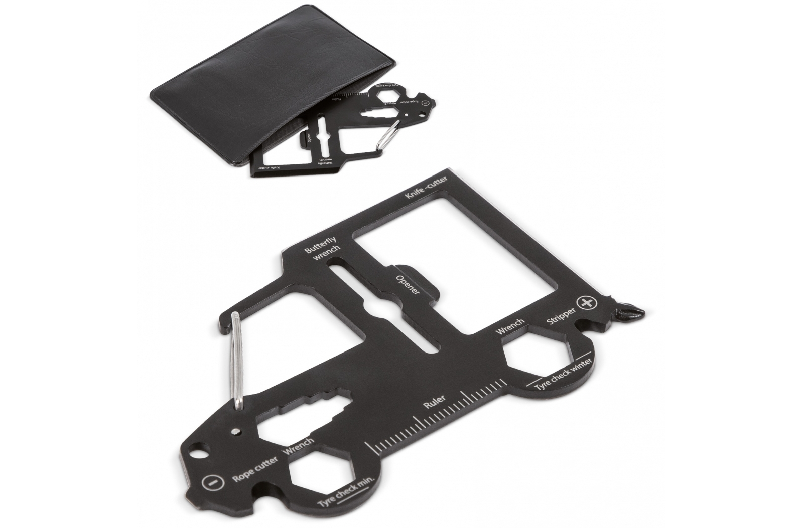 Edelstahl-Multitool-Karte in Autoform mit PU-Hülle - Hofheim in Unterfranken