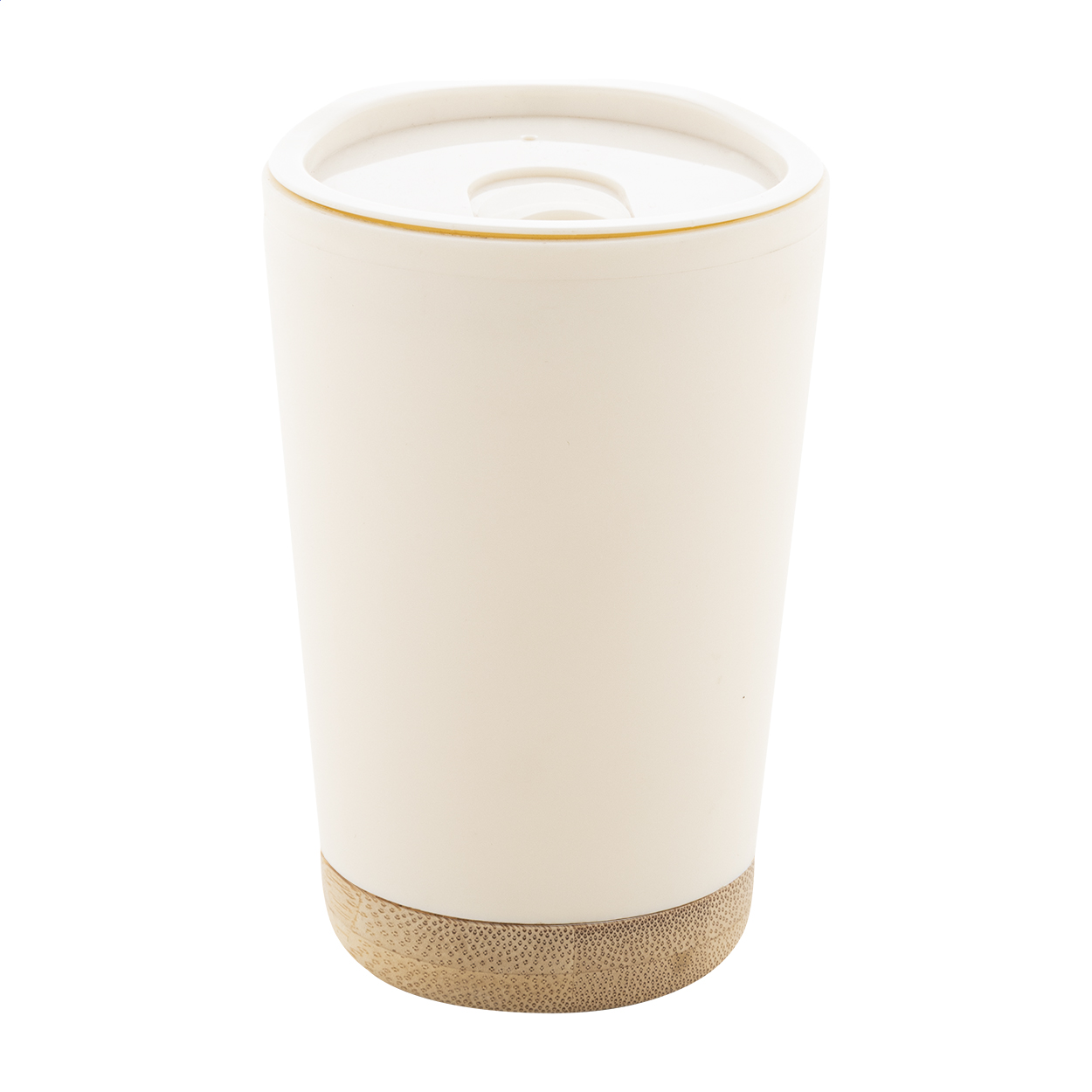 Dellio doppelwandiger Thermobecher aus PP mit Bambusboden, 260 ml, mit Logo