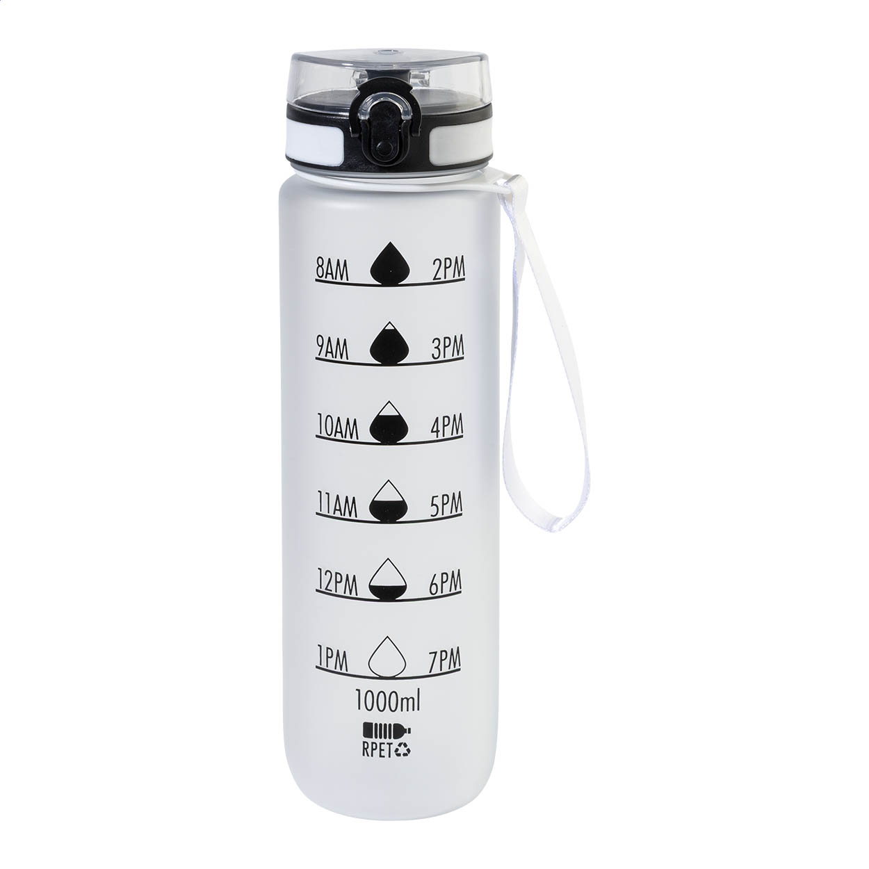 Sipcount Trinkflasche aus RPET mit Motivationsskala, 1000 ml, mit Ihrem Logo bedrucken mit Logo