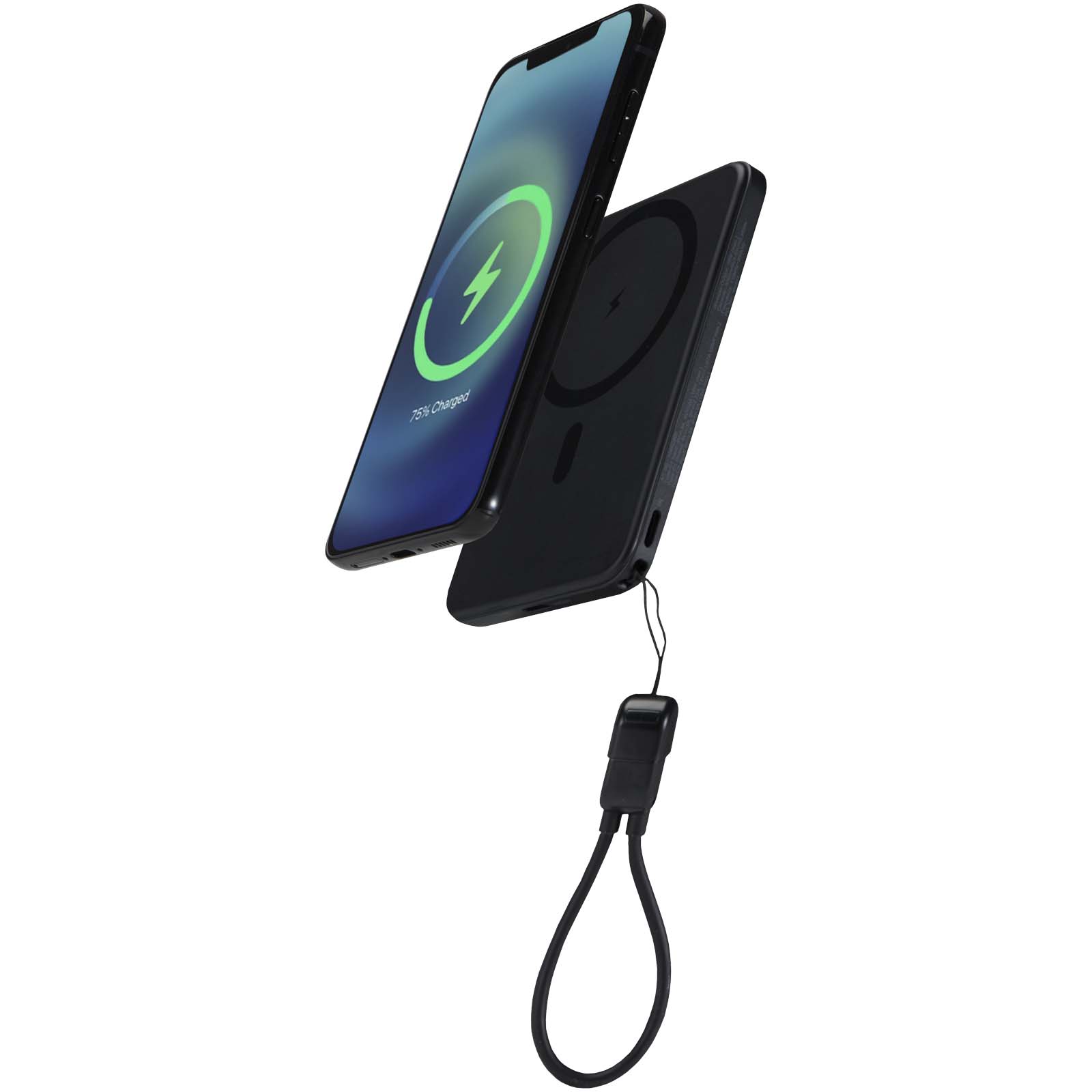 SMART 5000 mAh Magnet-Powerbank aus Recyclingkunststoff mit Logo bedrucken mit Logo