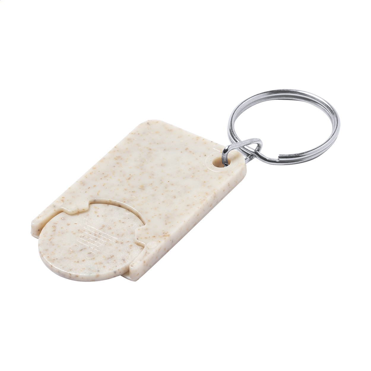 Prolex Einkaufswagenchip aus Weizenstroh und ABS mit Schlüsselring, Logo bedrucken mit Logo