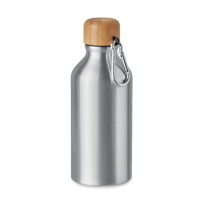 Aluminium-Wasserflasche mit Bambusdeckel und Karabiner - Eppingen