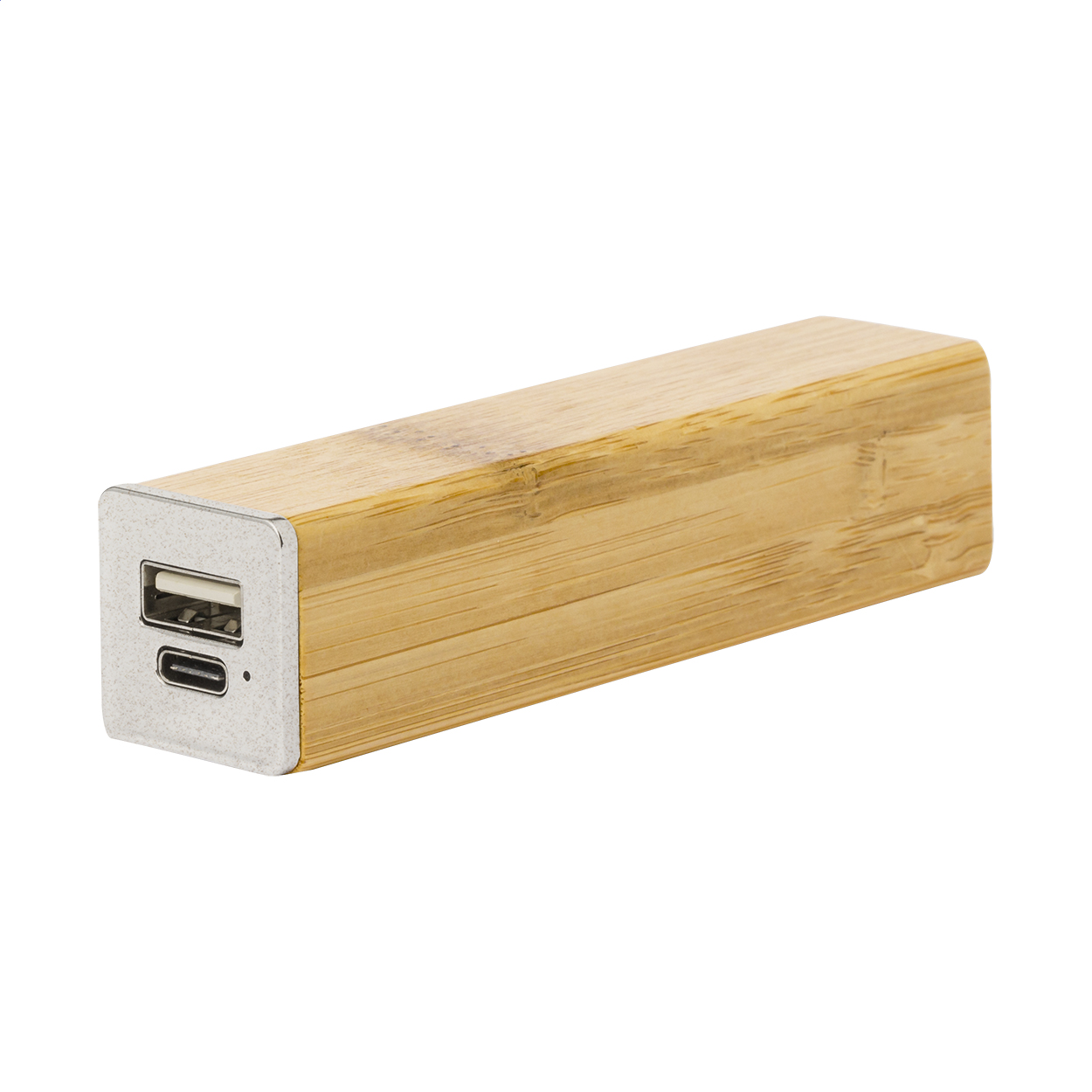 Bamster Powerbank aus Bambus und Weizenstroh mit 2200 mAh und Ihrem Logo bedrucken mit Logo