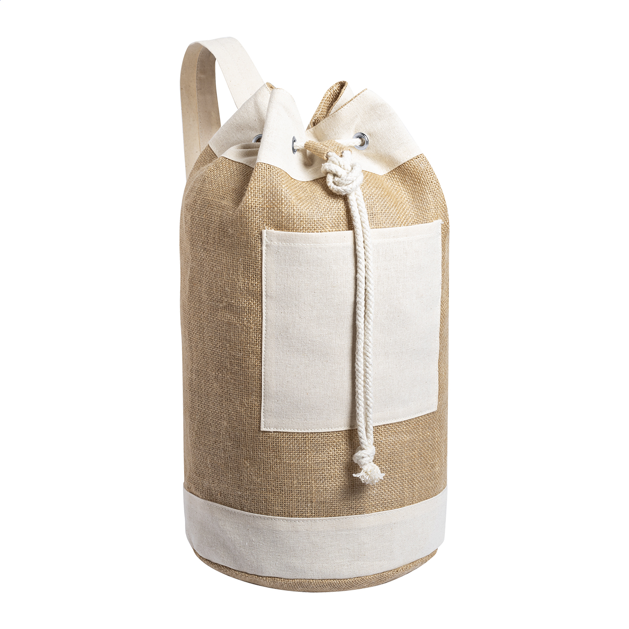 Balandra Seesack aus Jute mit Baumwoll-Fronttasche und Ihrem Logo bedrucken mit Logo