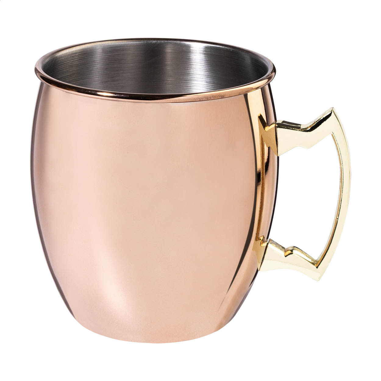 Mule verkupferter Edelstahl-Cocktailbecher mit Henkel, 500 ml, Logo