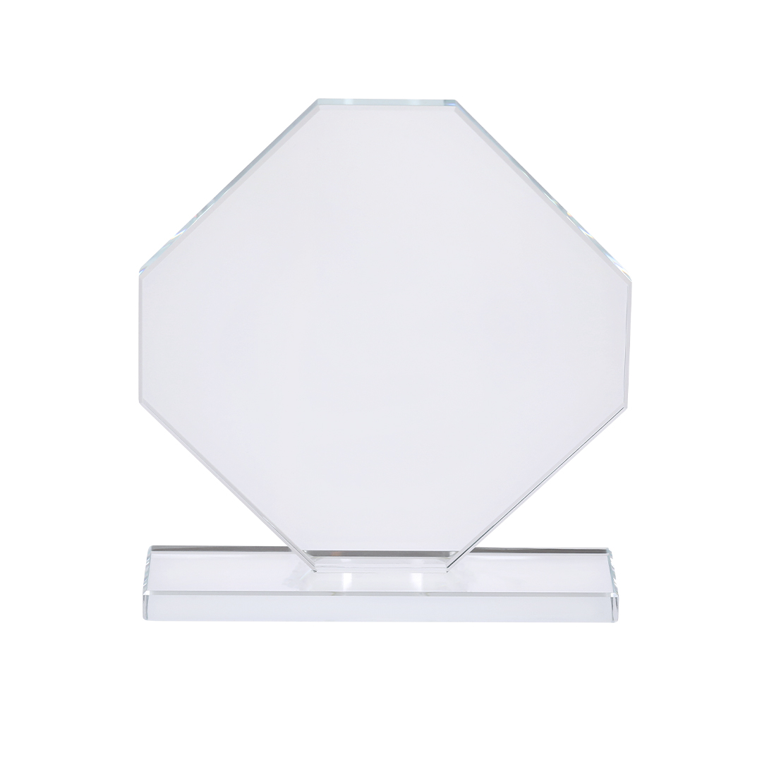 Elegante Achteckige Glastrophäenplatte - Zwenkau bedrucken mit Logo