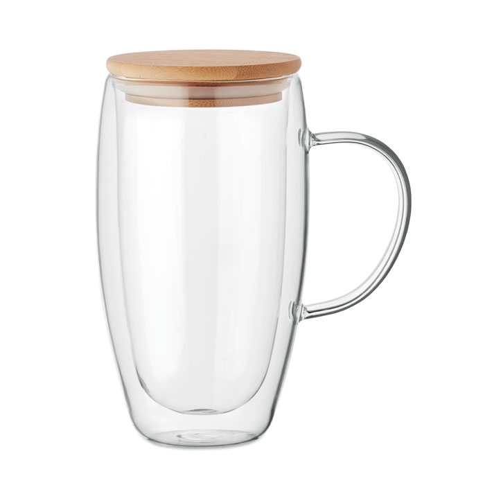 Doppelwandiger Glaskrug mit Bambusdeckel 450ml - Kelheim