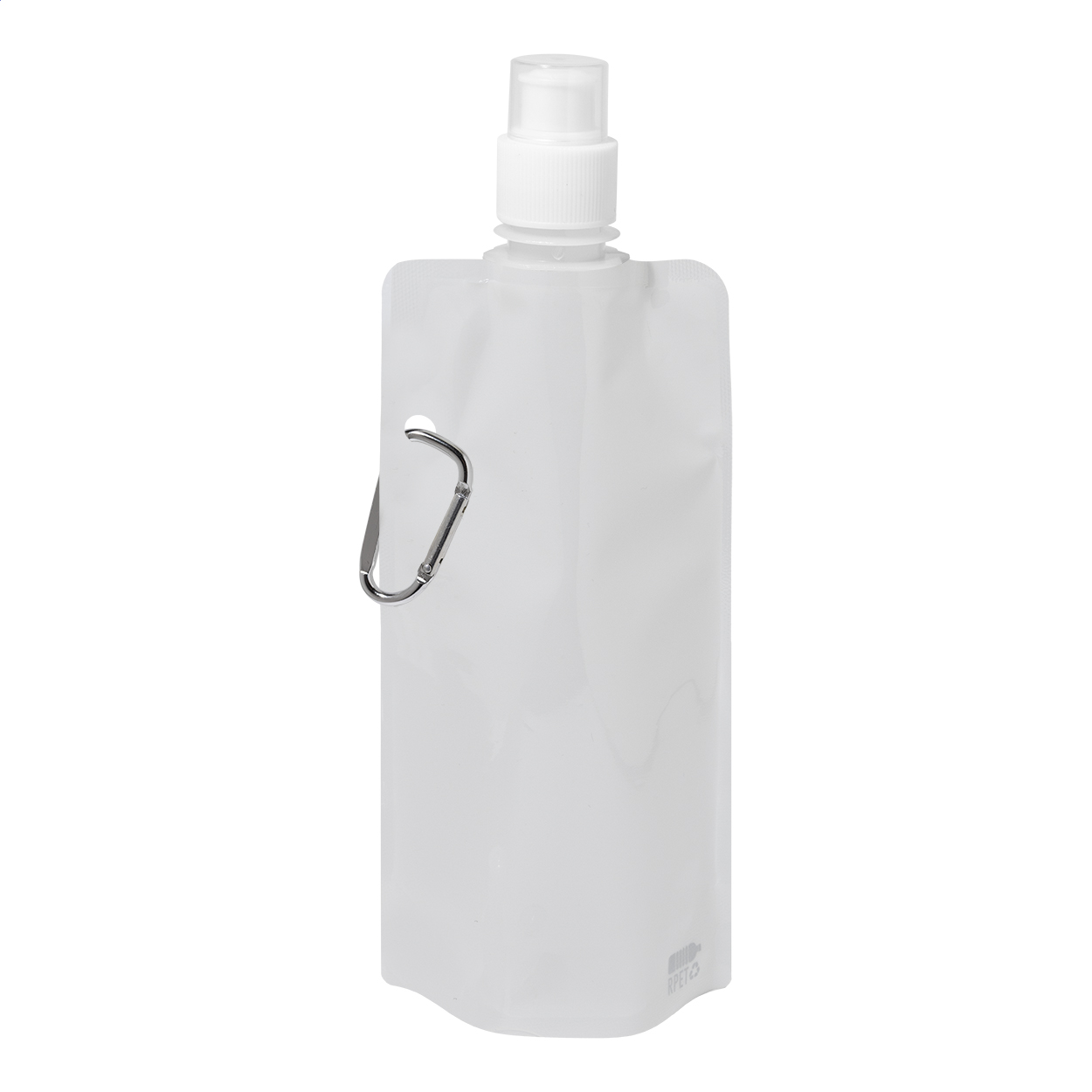 Carabol faltbare RPET-Trinkflasche mit Karabiner, 500 ml, mit Logo