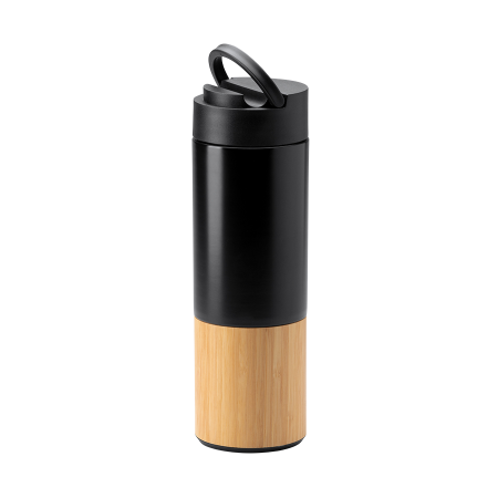 Edelstahl Thermoflasche mit Bambusdetail - Heideck