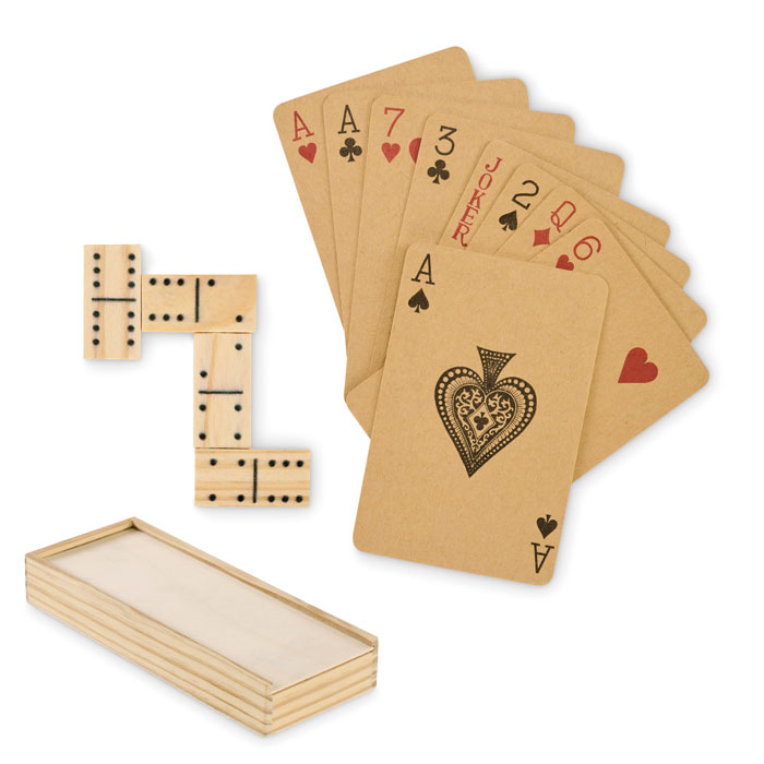 Domino- und Kartenset aus Holz und recyceltem Papier im MDF-Kasten - Saalfeld/Saale