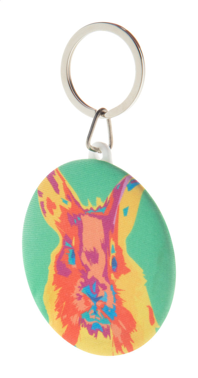 Maxi-Schlüsselanhänger mit RPET-Ansteckbutton - Oer-Erkenschwick