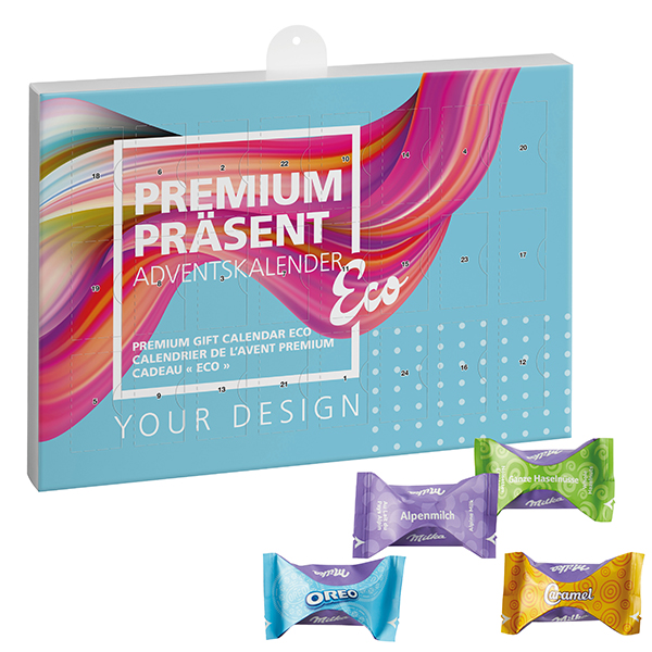 Premium Geschenk Adventskalender Eco mit Milka Favoriten Mix - Gardelegen bedrucken mit Logo