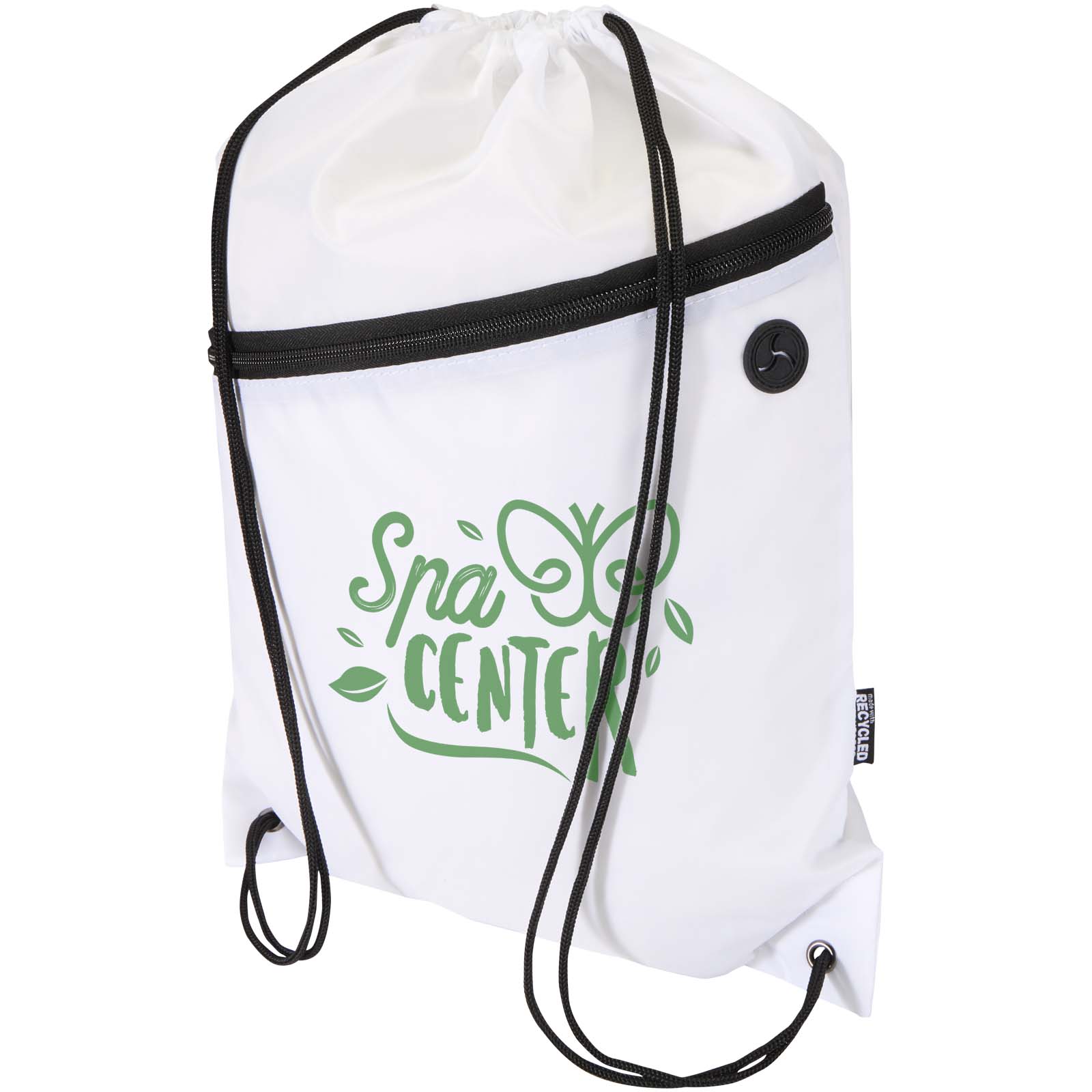 Oriole RPET-Tasche mit Kordelzug und Reißverschluss-Vordertasche, 5 Liter