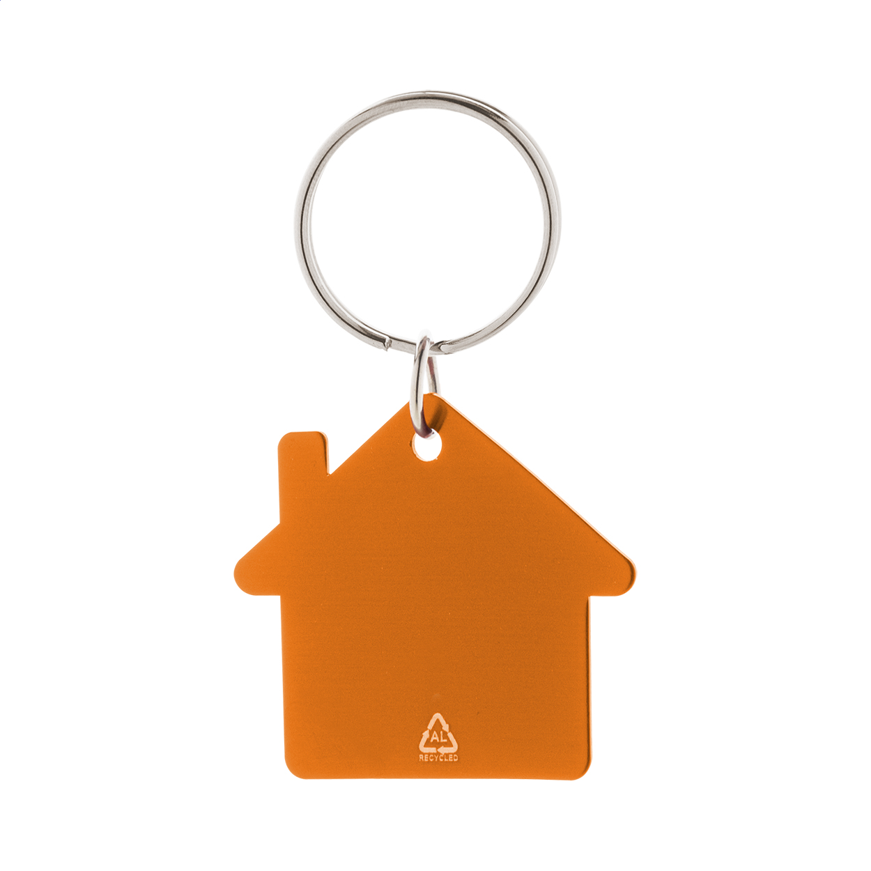 Ralhut Schlüsselanhänger in Hausform aus recyceltem Aluminium mit Logo bedrucken mit Logo